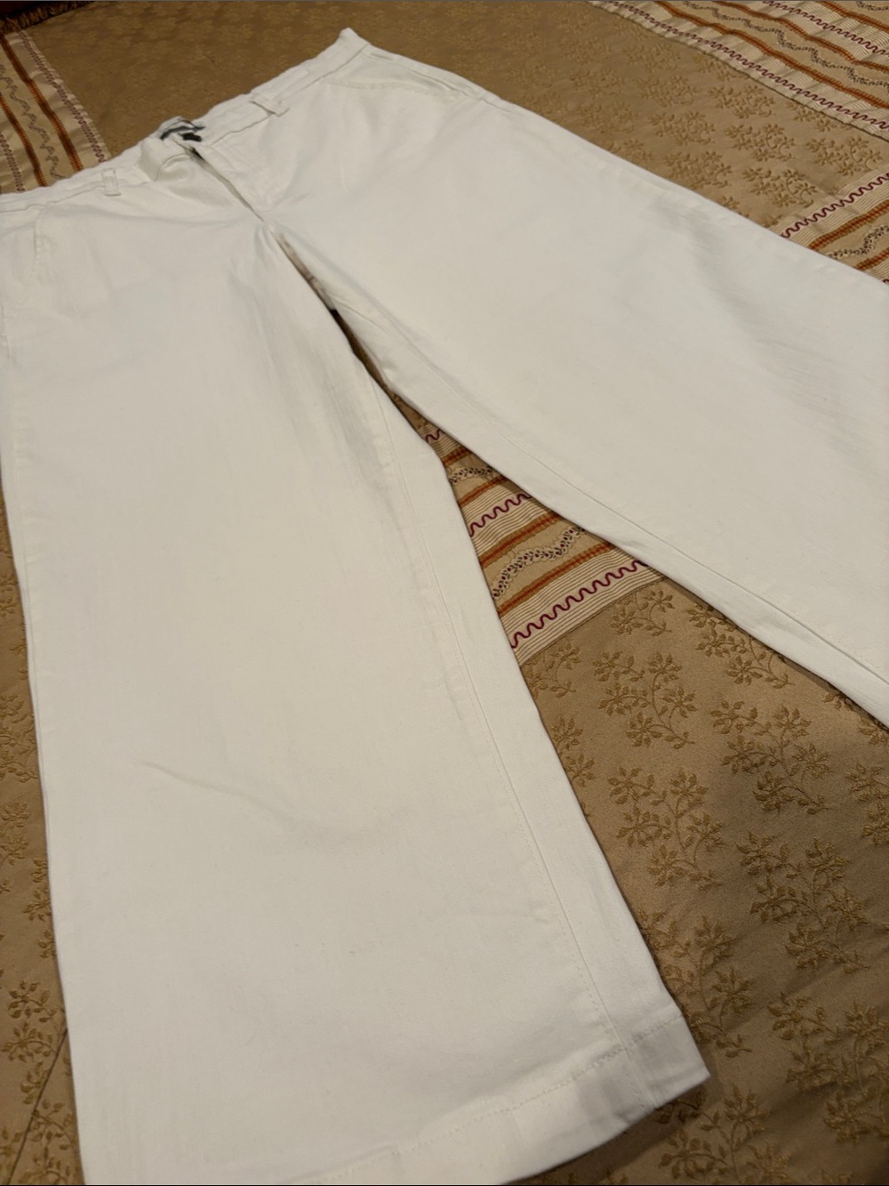 NWT Ella Moss Cream Chinos, Cropped, Wide Leg, Size 14